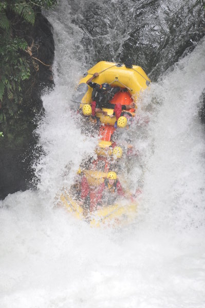 Rafting down the 22 ft waterfall