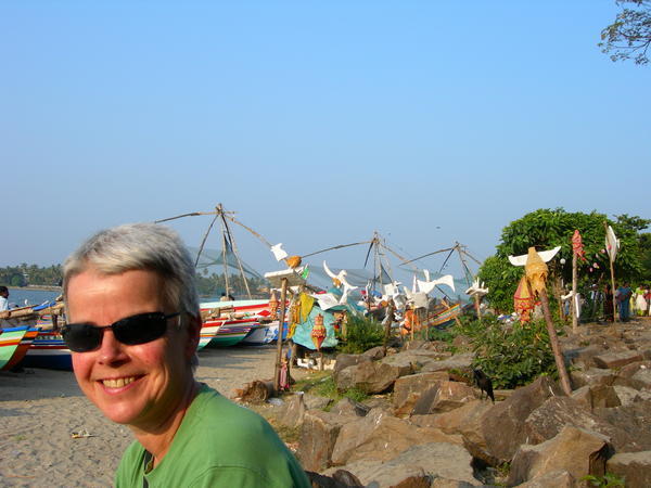 Mum on teh beach in Kochi