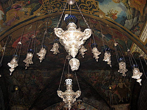 Lamps above the Altar of the Crucifixion