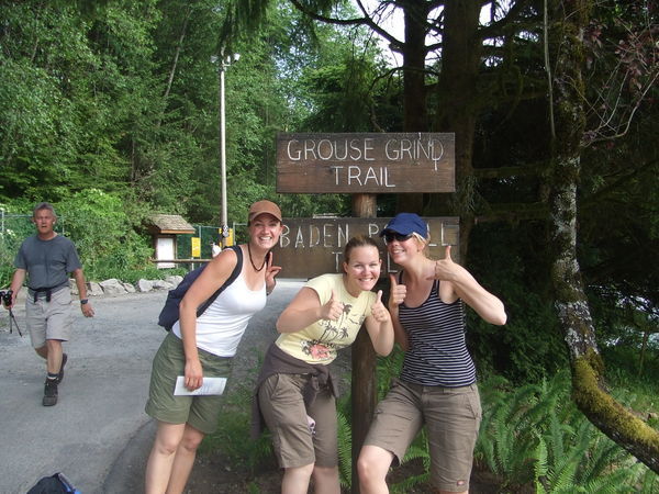 The girls before doing the Grouse Mountain trail