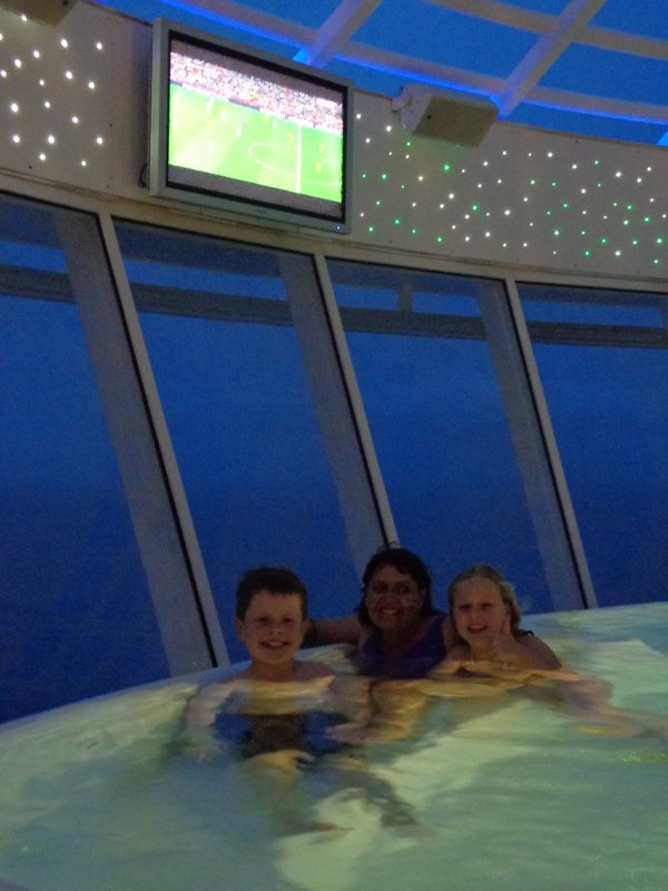quality time in the huge spa that overhangs the side of the ship