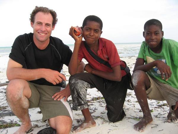 Scott with kids in Zanzibar