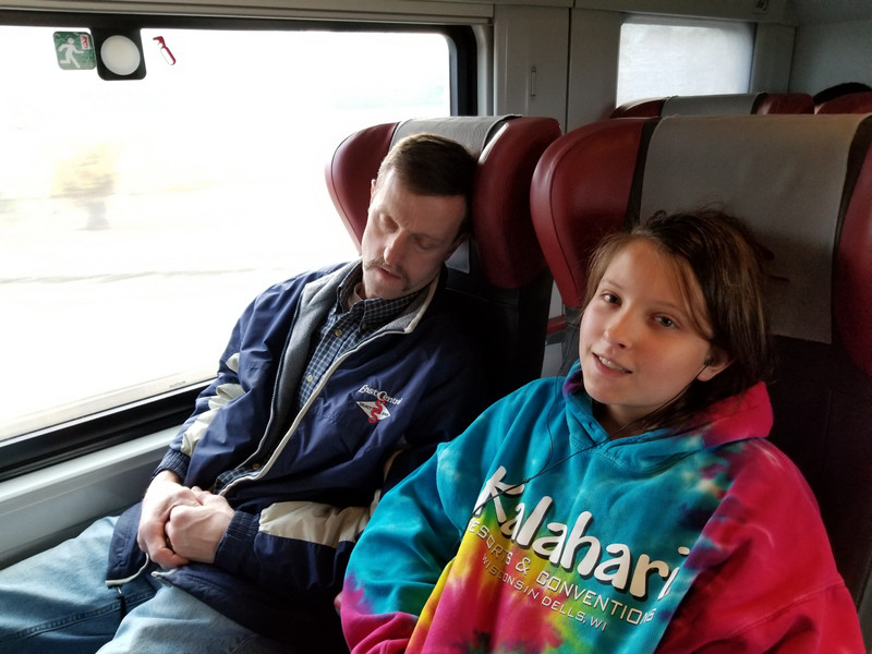 Pedro and Kasie on the high speed train 
