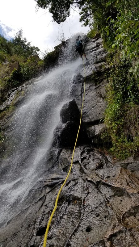 Rappelling Down the Falls