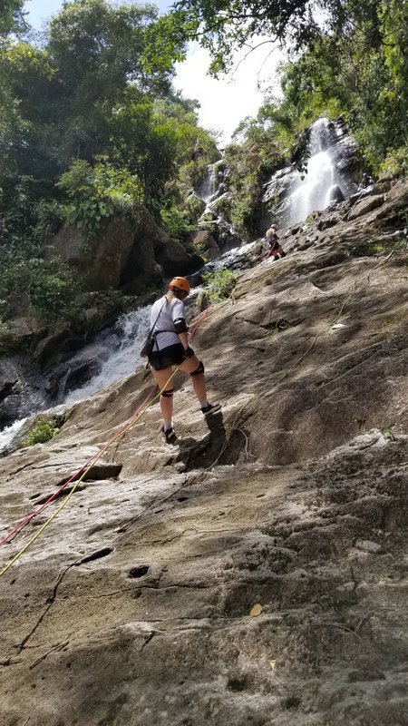 Rappelling Down the Falls