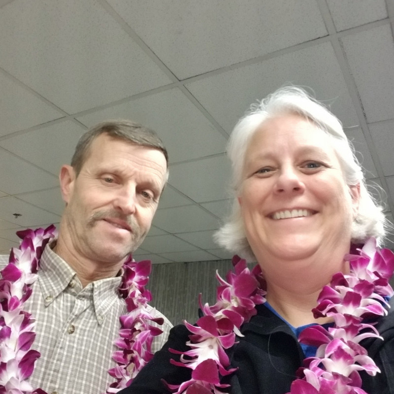 Pedro and Lori get proper welcome at the Daniel K. International Airport