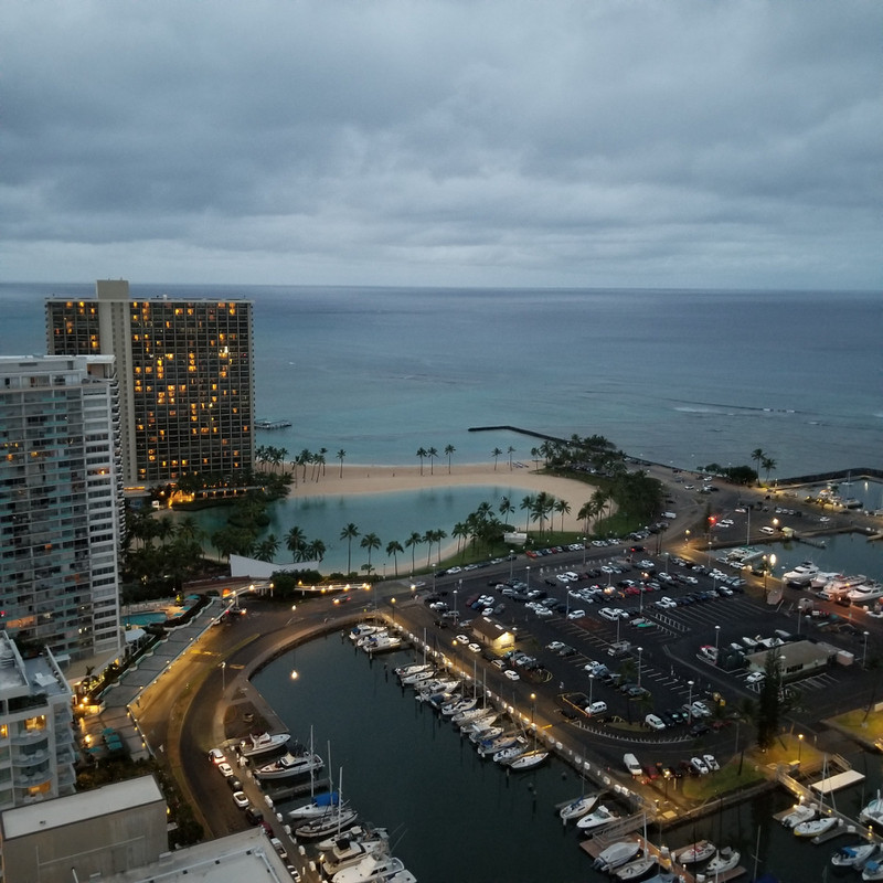 Waikiki from the 33rd floor- Ala Wai Boat Harbor and Hilton Lagoon