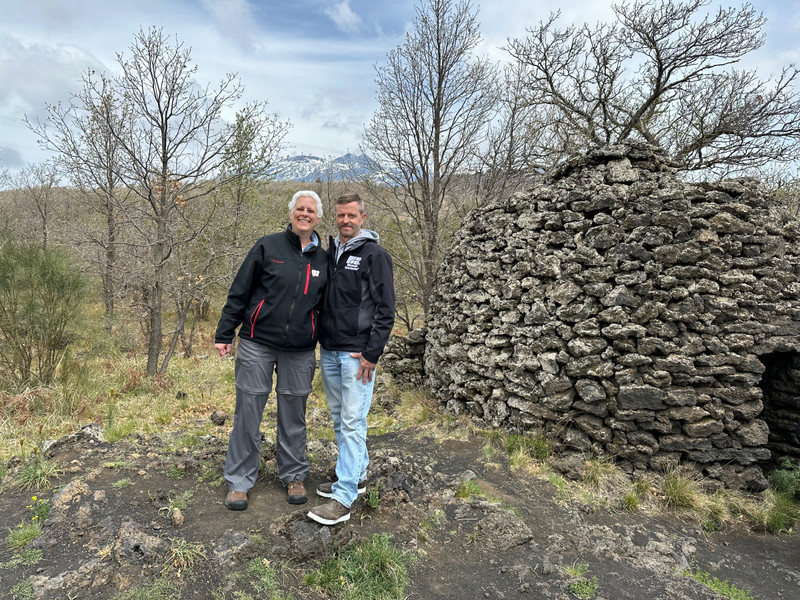 Lori and Pedro- The shepherd's lava rock shelter