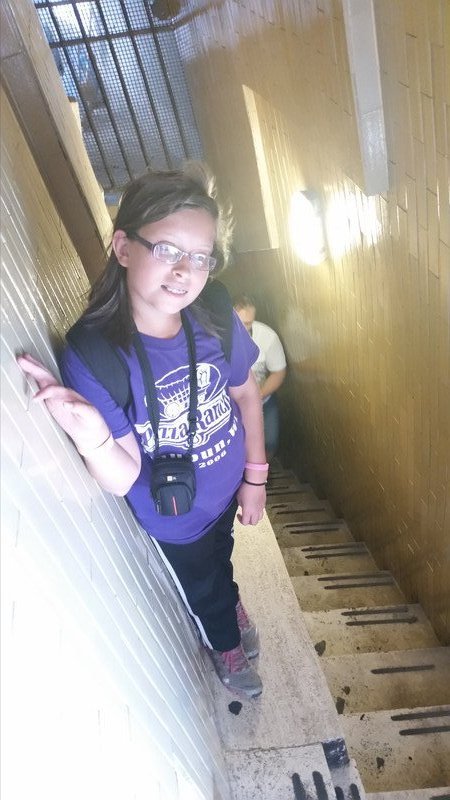 Kasie going up the 551 steps