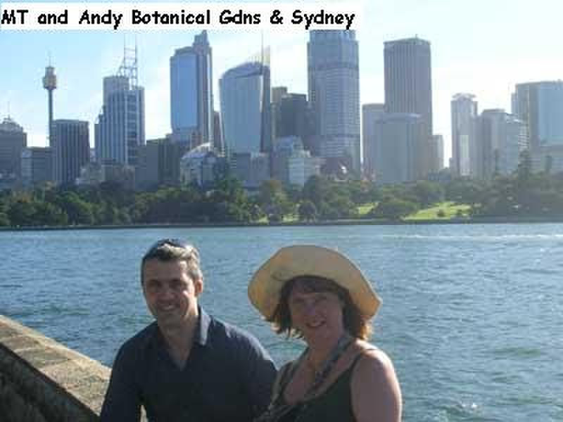 M and Andy Botanical Gdns & Sydney Skyline.