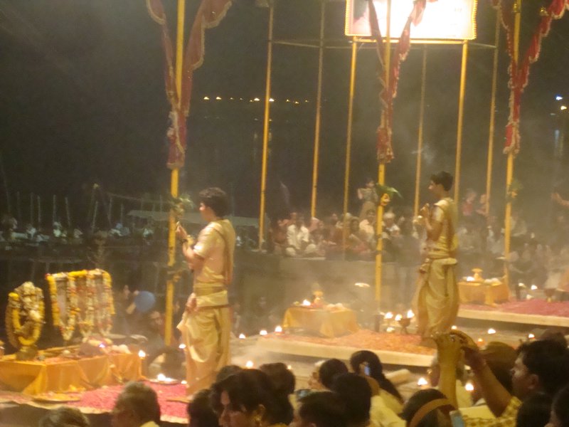Varanasi Monks Leading the Evening Rituals