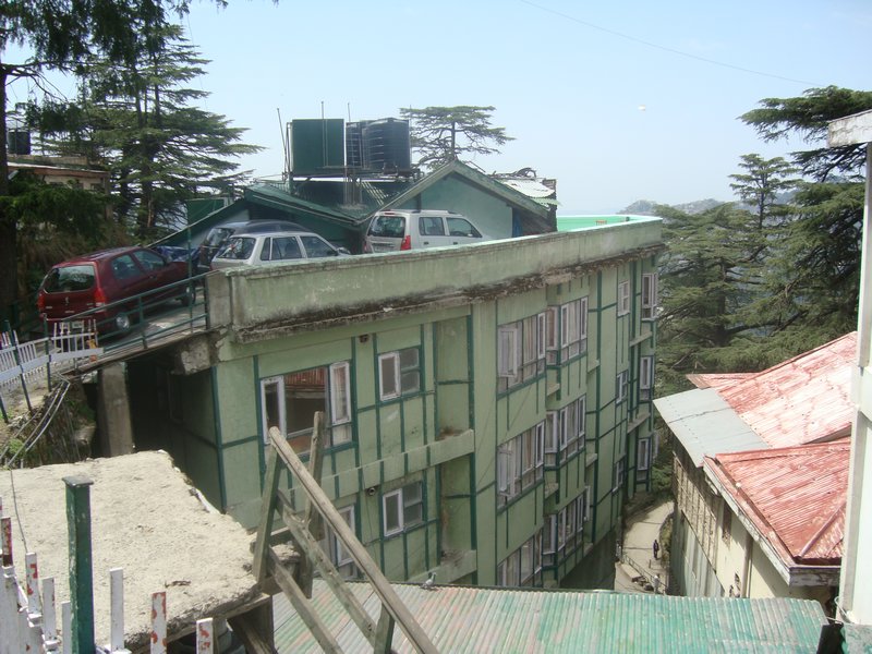 Car Parking on the Shimla Building Roofs