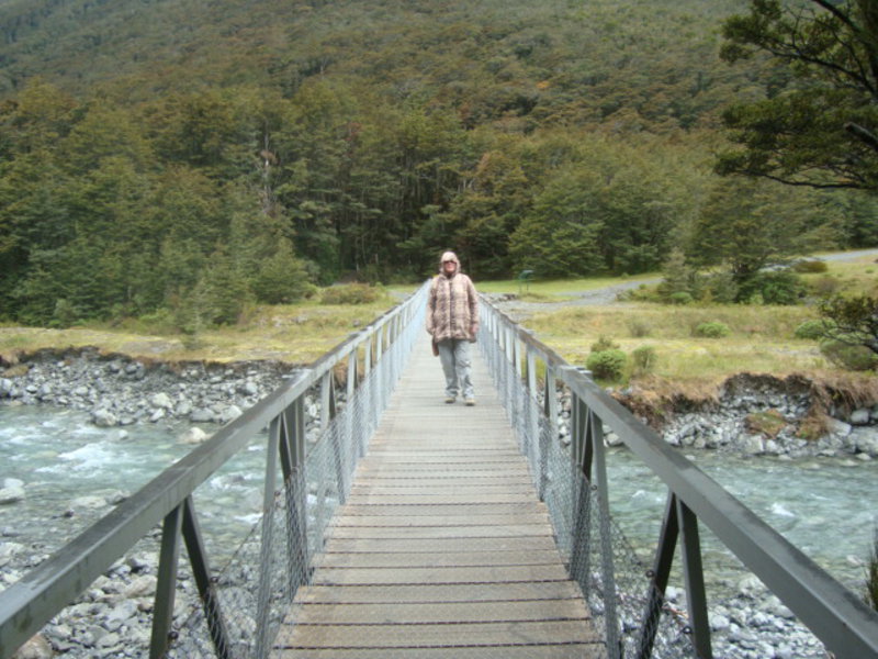 32. M on the Bridge over the Bealey River at the start of the Devil's Puchbowl walk