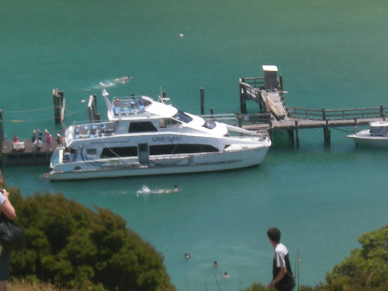 55. Our Tour Boat from the Hill, Island Stop, Bay of Islands