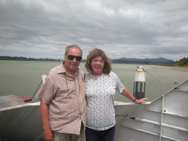 7. M and D onboard the Hokianga Vehicle Ferry
