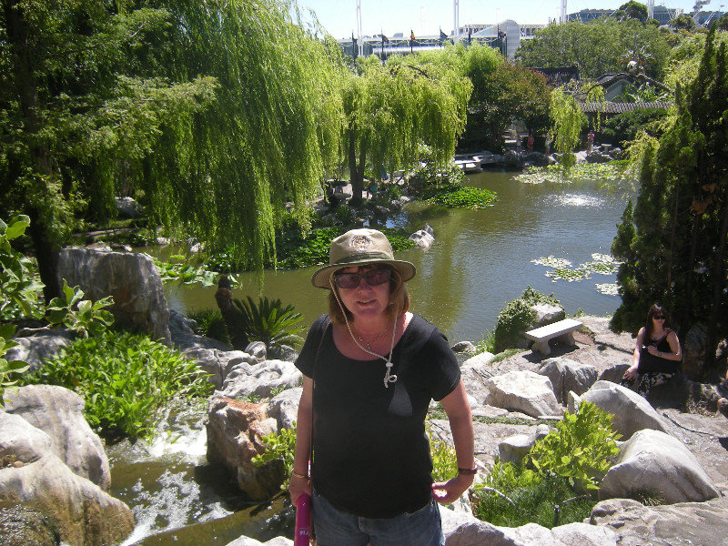 19. M in front of the Lake of Brightness, Chinese Gardens, Sydney