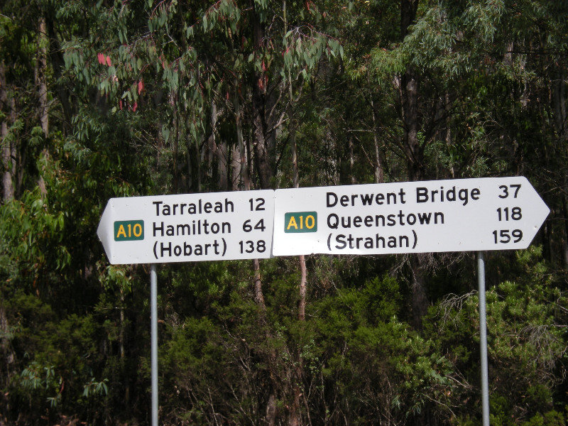10. Road Signs, Hobart to Strahan Drive