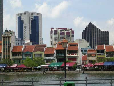 Singapore - Boat Quay from Raffles Landing Site