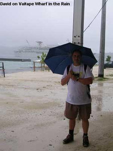 Bora Bora - D on Vaitape Wharf in the Rain (2)