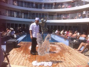 3.  Ice Carving on Pool Deck