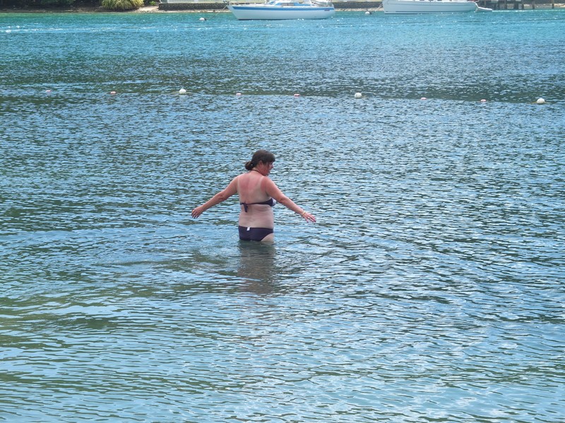14.  M Taking a Dip in Marigot Bay