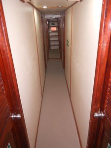 Lower level of the boat with 6 cabins