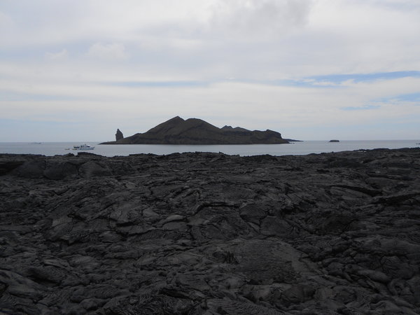 Looking across the new lava flow to Bartolome