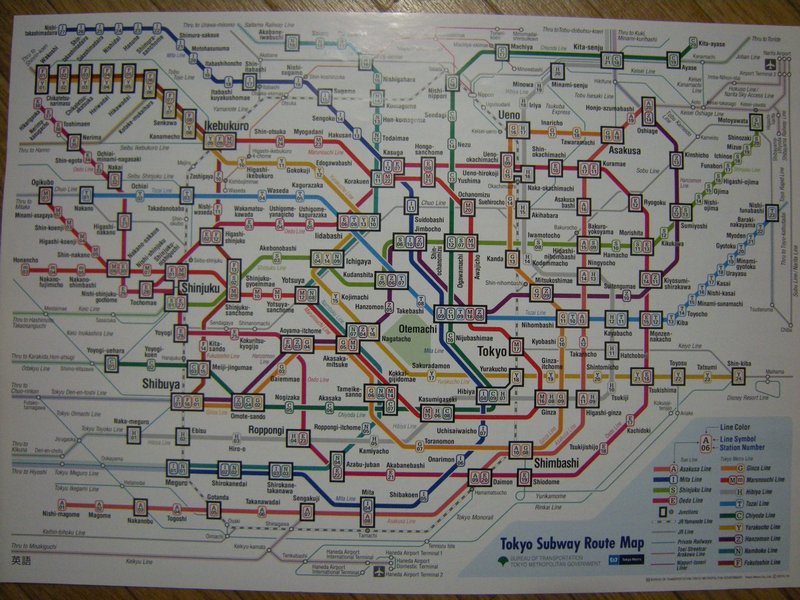 La carte de métro de Tokyo