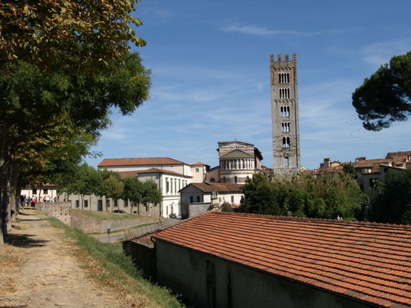 view of part of Lucca from the wall