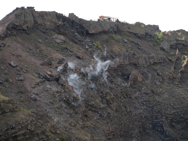 Gases escaping rfom the edge of the crater