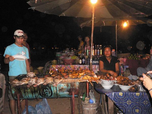 Food at the street stalls by the river