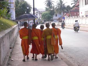 Young novice monks taking a stroll