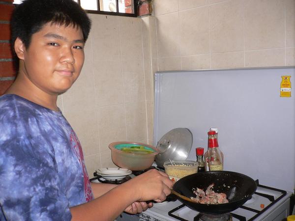 My 14-year old cousin Patrick cooking us a 2 course lunch!