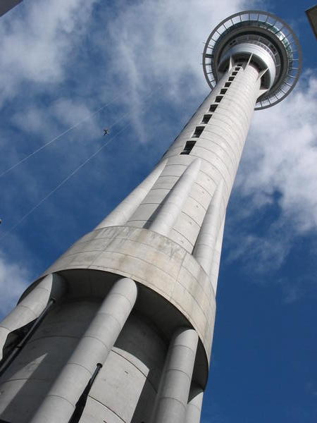 SkyTower up close - check out the bungy jumper!!