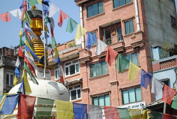 una estupa en el centro de Kathmandu