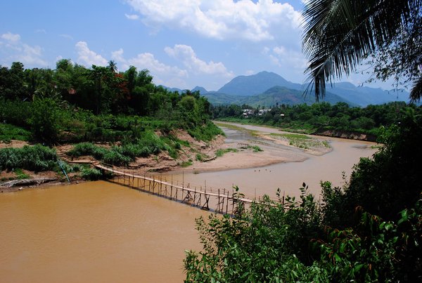 el río y el puente de bambú