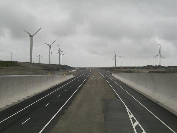 Grey skies and wind turbines