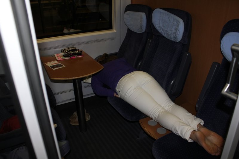 Elizabeth sleeping AGAIN on another train