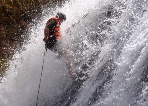 Mike Rappels over the Falls