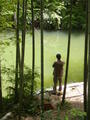 man fishing..with a bamboo rod naturally!