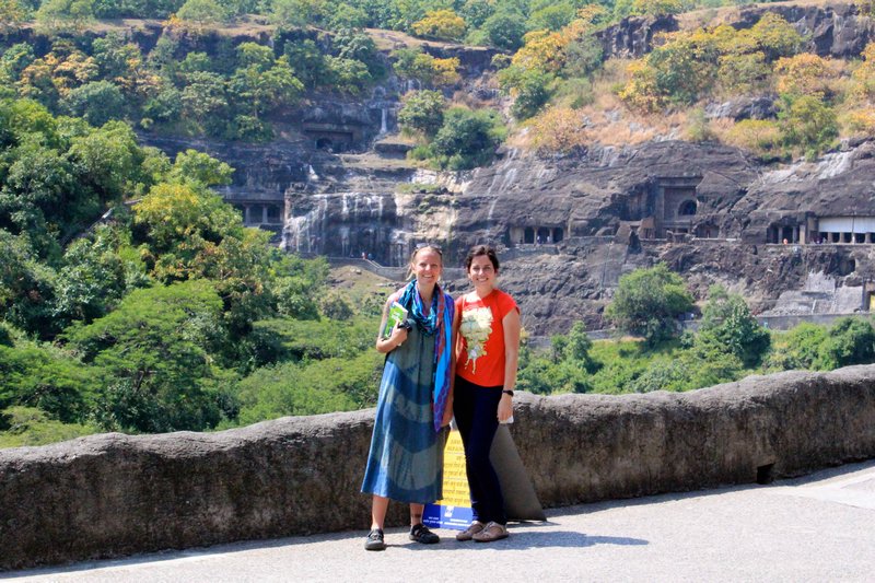 Anna and I outside the Ajanta Caves