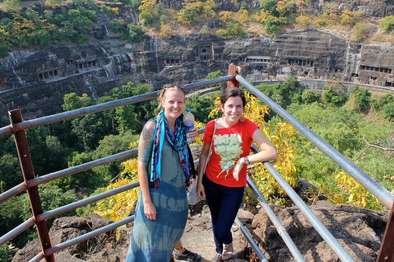 Anna and I at the lookout point, Ajanta Caves