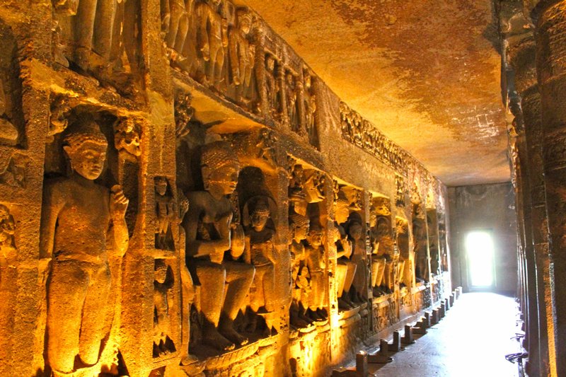 inside one of the Ajanta caves