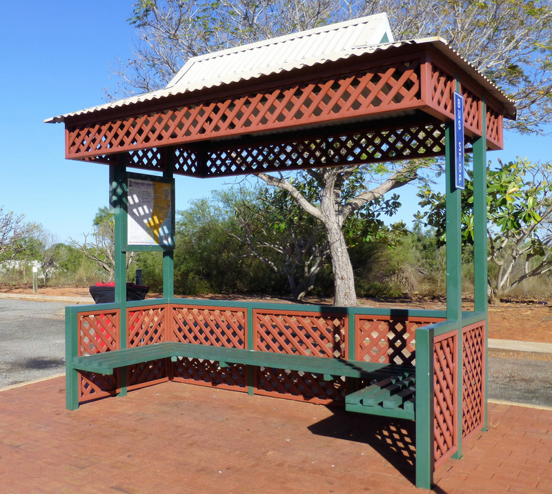 Traditional broom architecture used for bus shelter