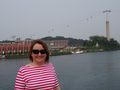 Vicki with Sentosa background