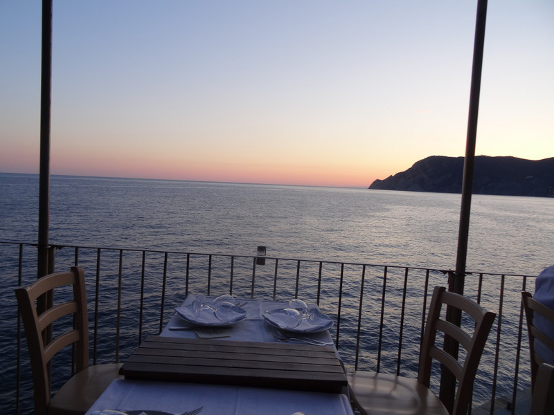 Sunset from the restaurant in Vernazza