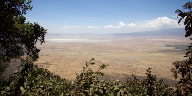 view of the crater from the Serengeti