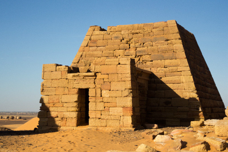 One of the rebuilt pyramids