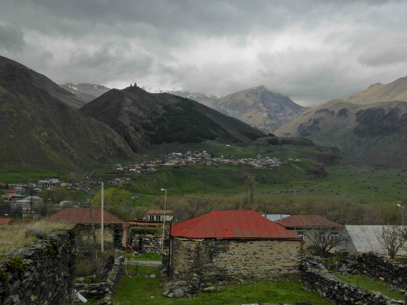 View from front of Em's Guesthouse, Kazbegi