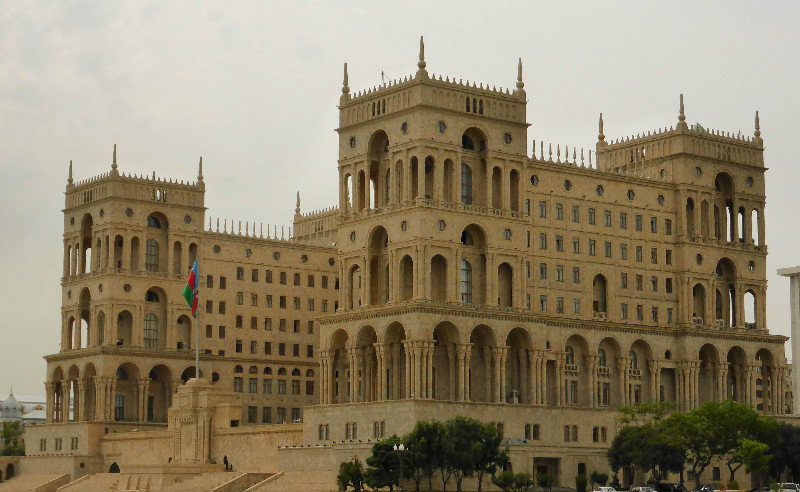 No, it's not an elaborate sandcastle, it's the government building in Baku!